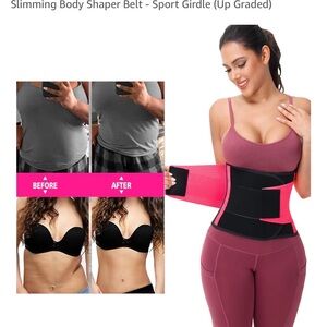 High-Compression Pink Waist Trainer Belt for Women - Sport Girdle